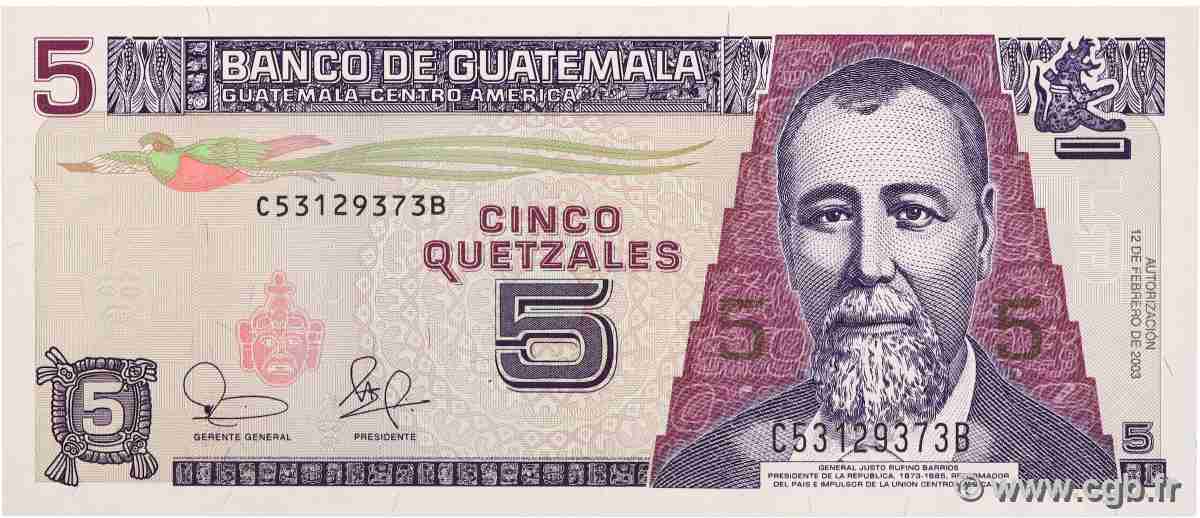 5 Quetzales GUATEMALA 2003 P.106a ST