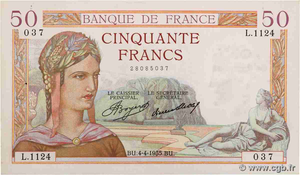 50 Francs CÉRÈS FRANCE 1935 F.17.07 XF+