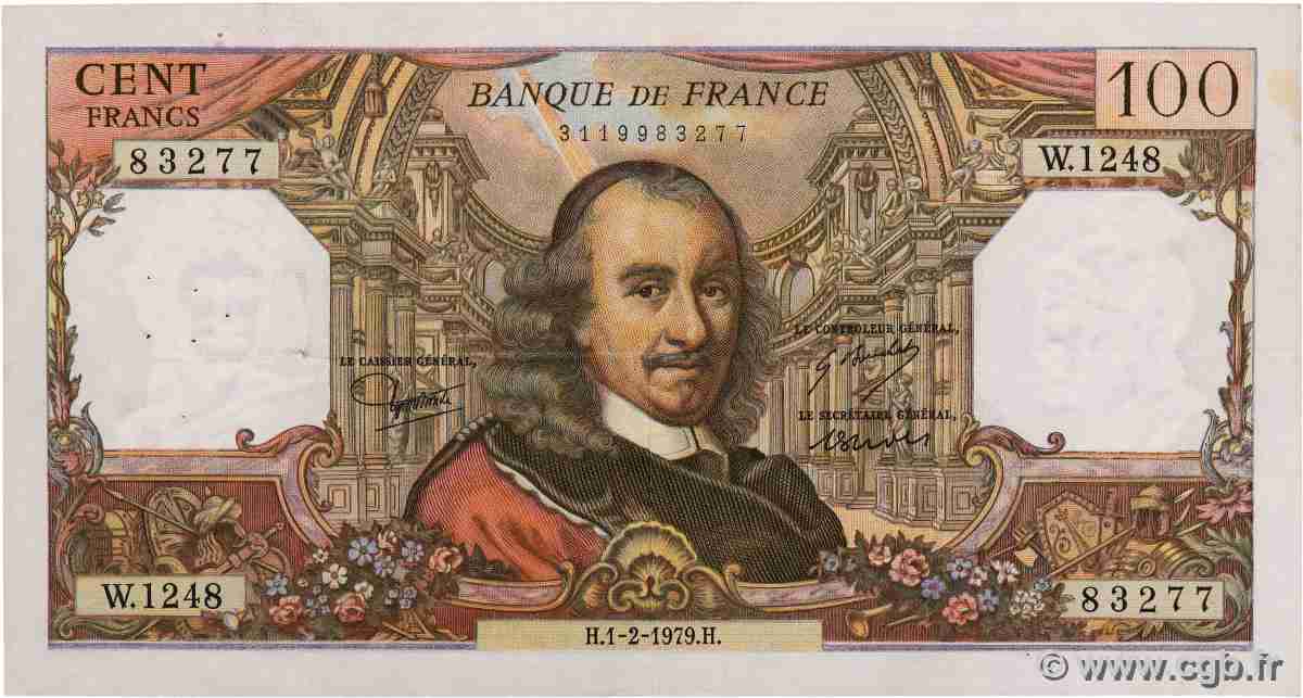100 Francs CORNEILLE Grand numéro FRANCE 1979 F.65.65a VF