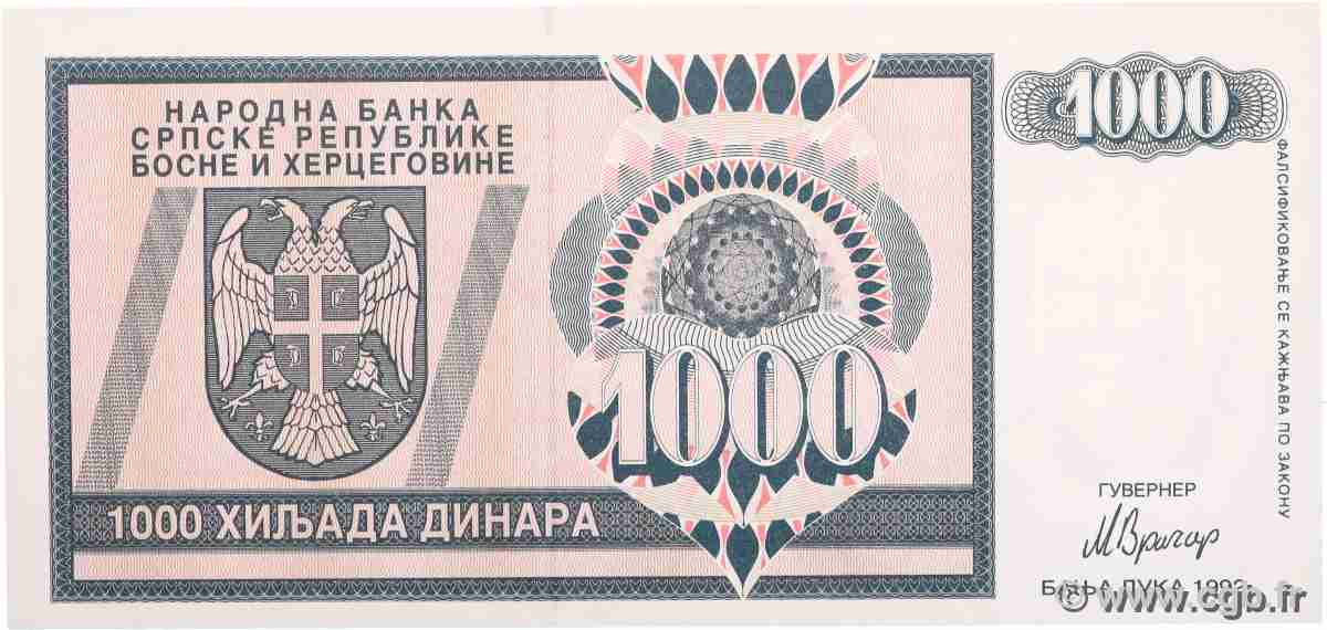 1000 Dinara BOSNIE HERZÉGOVINE 1992 P.137a NEUF