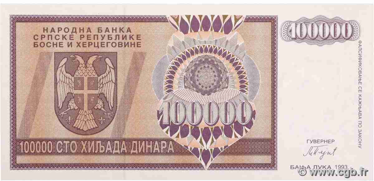 100000 Dinara BOSNIE HERZÉGOVINE 1993 P.141a NEUF
