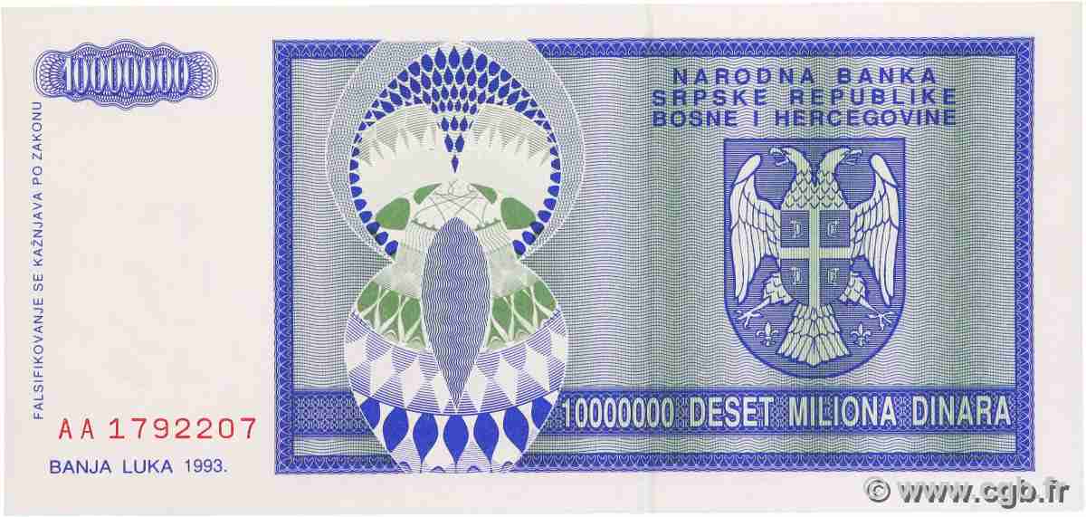 10000000 Dinara BOSNIE HERZÉGOVINE 1993 P.144a NEUF