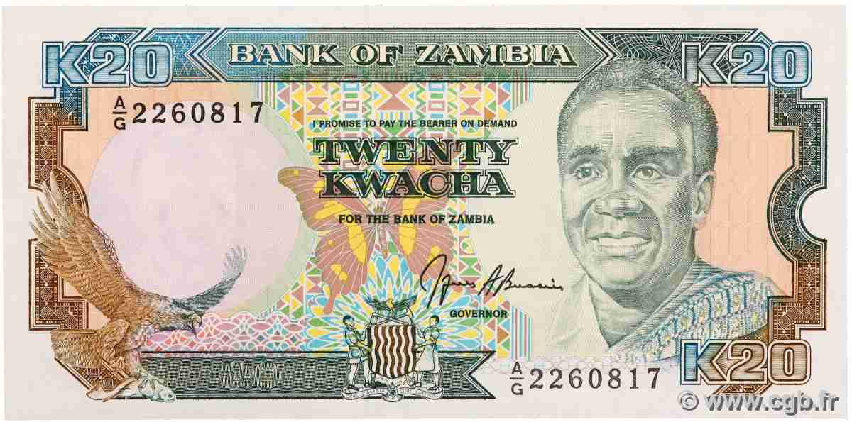 20 Kwacha ZAMBIA 1989 P.32b UNC