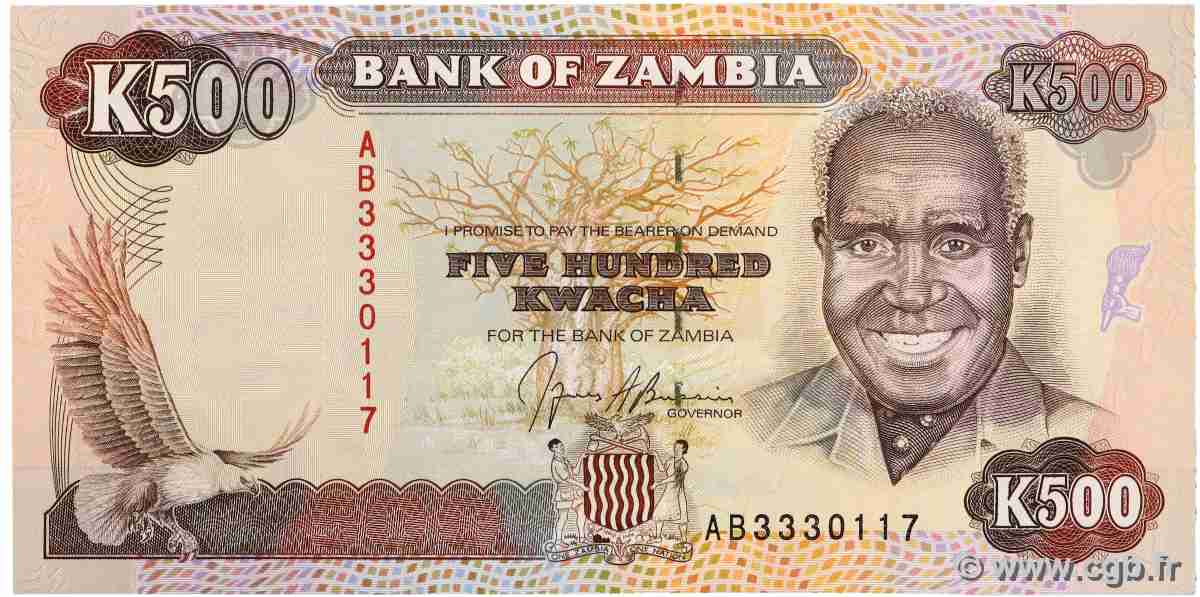 500 Kwacha SAMBIA 1991 P.35a ST