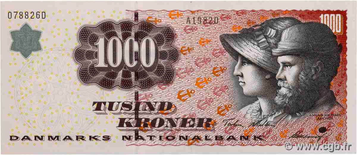 1000 Kroner DENMARK 1998 P.059b AU-