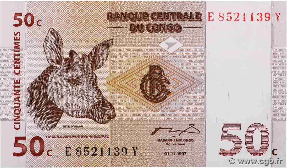 50 Centimes CONGO, DEMOCRATIQUE REPUBLIC 1997 P.084a UNC