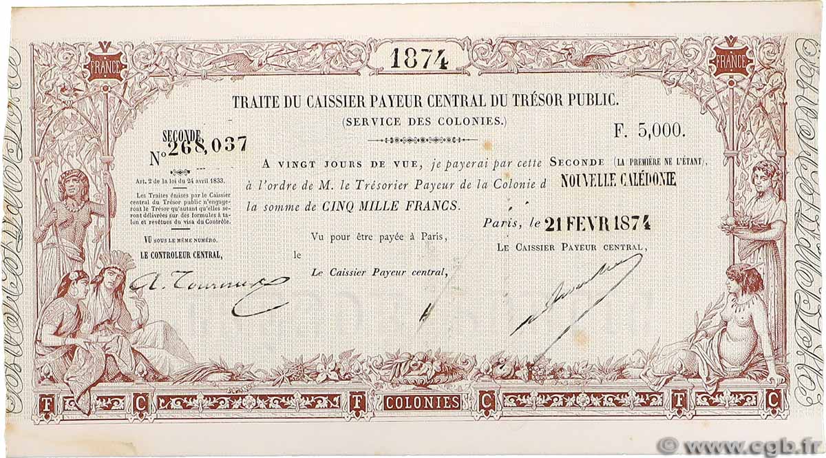 5000 Francs NOUVELLE CALÉDONIE 1874 NC.74.5000 SUP+