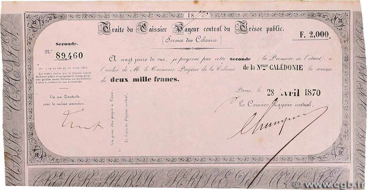 2000 Francs NOUVELLE CALÉDONIE 1870 NC.70.2000 VZ