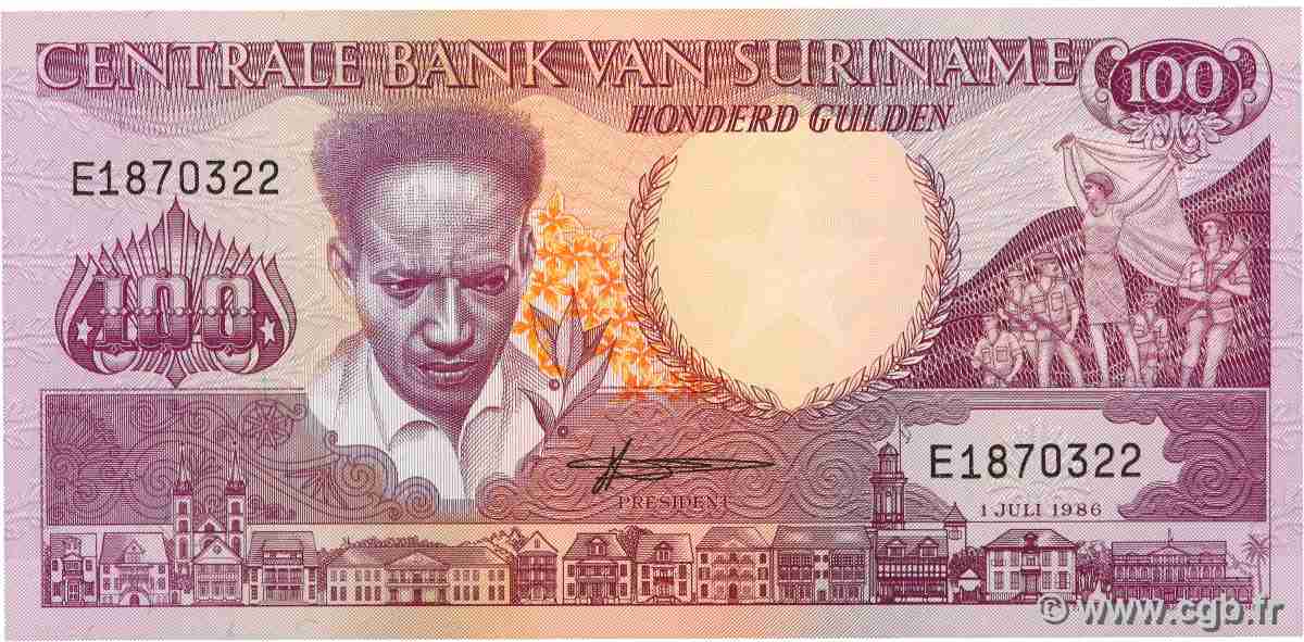 100 Gulden SURINAM 1986 P.133a UNC