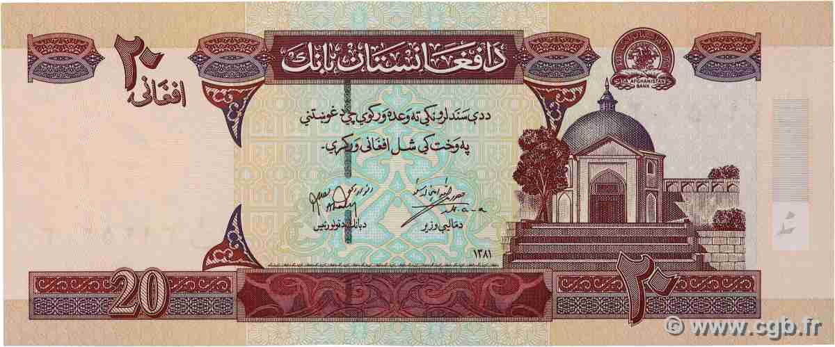 20 Afghanis AFGHANISTAN 2002 P.068a UNC