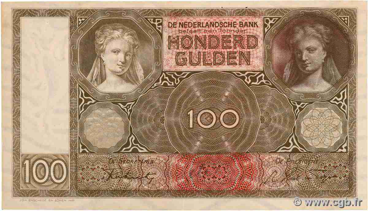 100 Gulden PAESI BASSI 1944 P.051c SPL