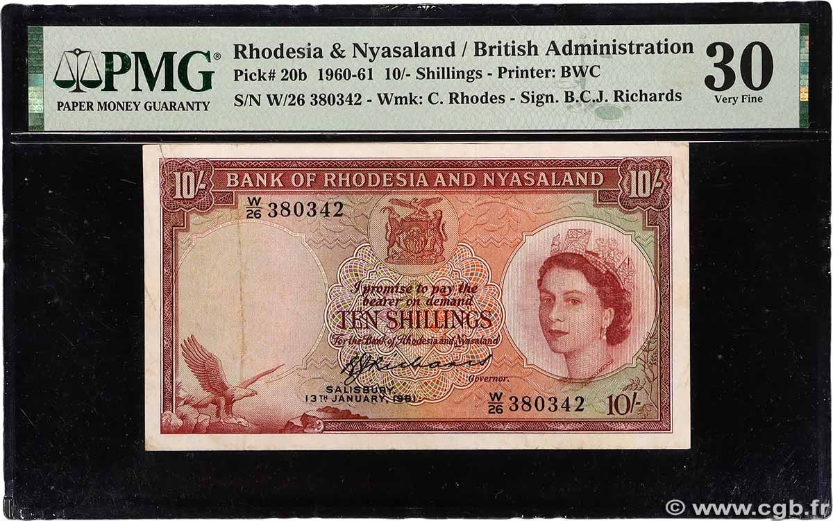 10 Shillings RHODESIEN UND NJASSALAND (Föderation von) 1961 P.20b SS