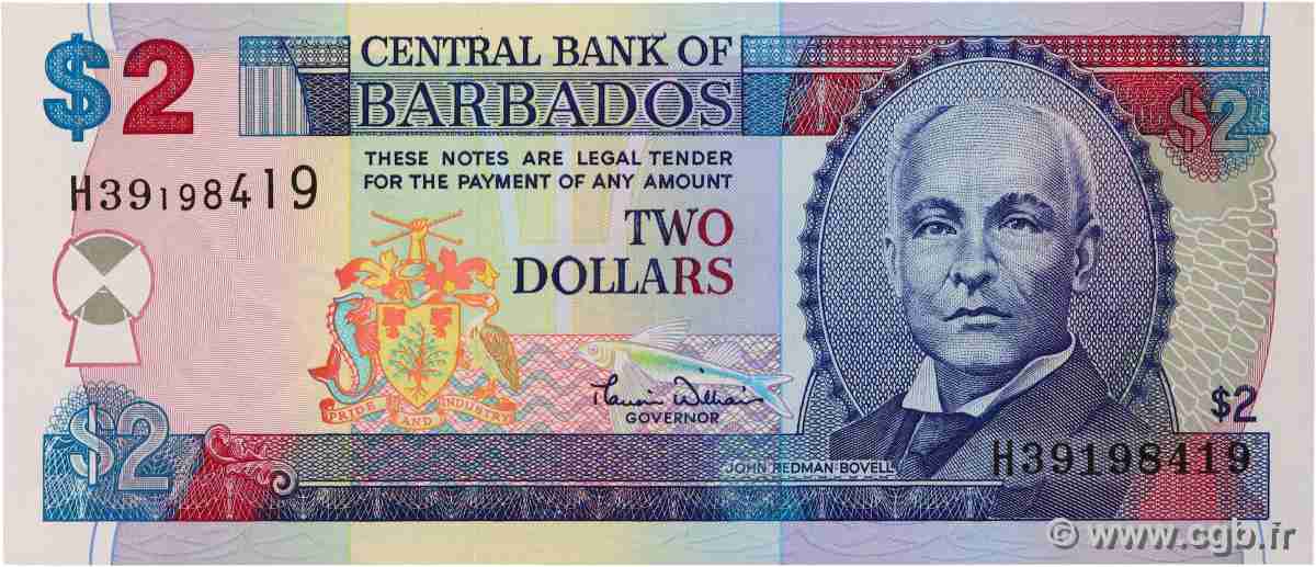 2 Dollars BARBADOS 2000 P.60 UNC