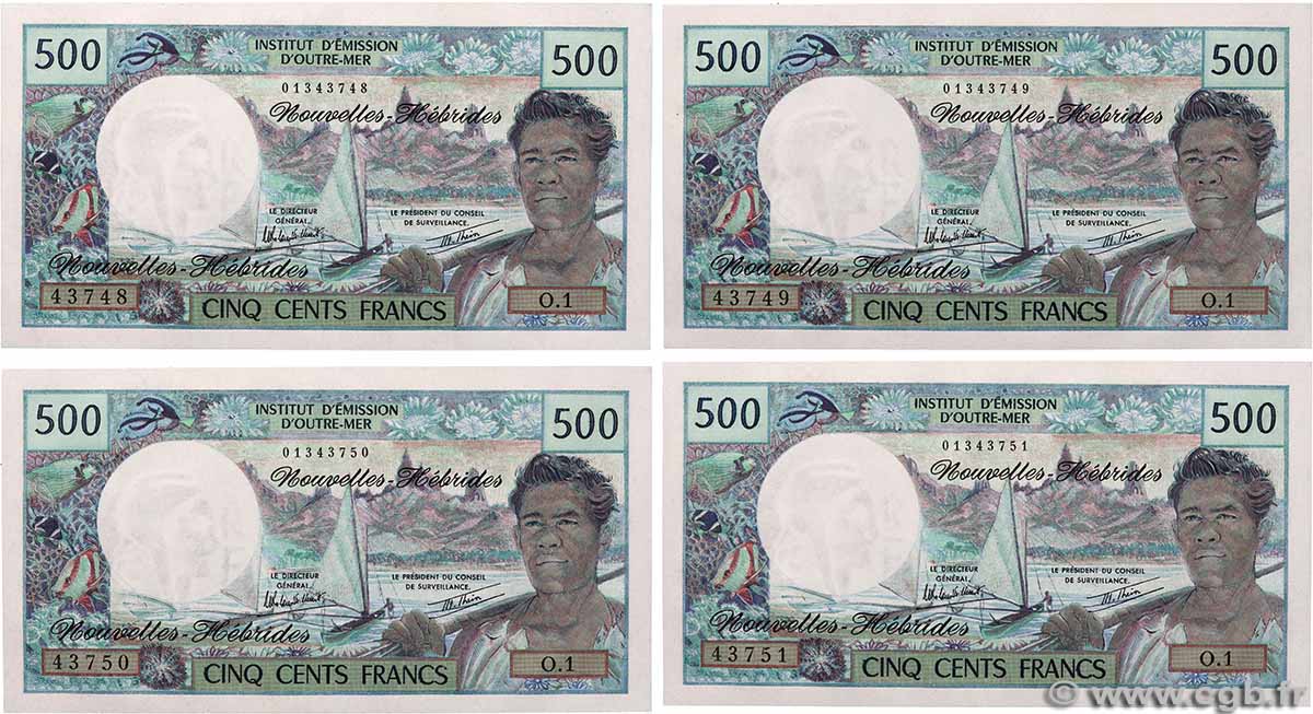 500 Francs Consécutifs NOUVELLES HÉBRIDES 1980 P.19c pr.NEUF