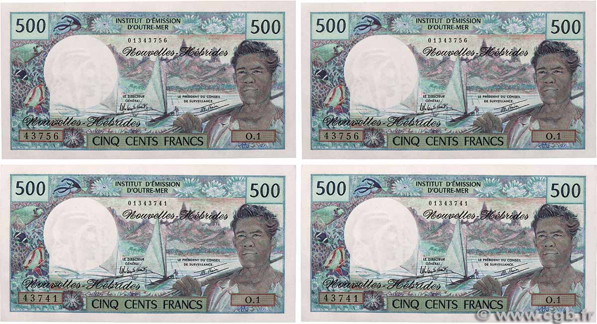 500 Francs Lot NOUVELLES HÉBRIDES 1980 P.19c pr.NEUF