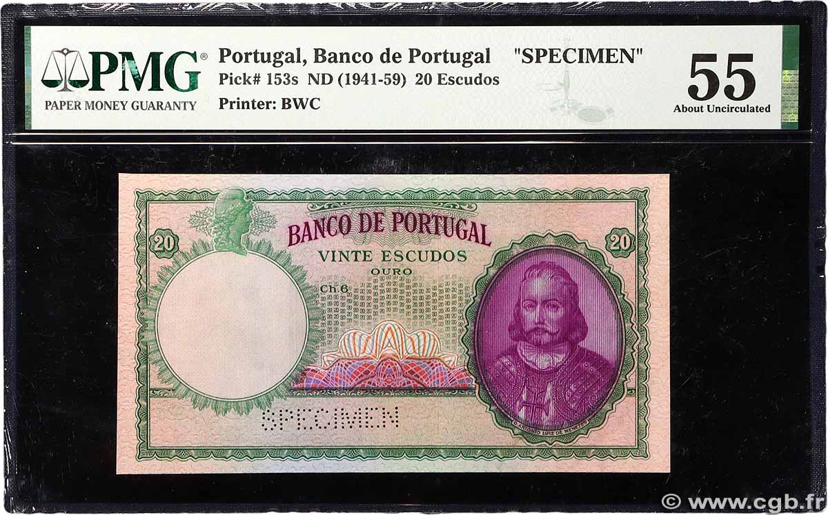 20 Escudos Épreuve PORTUGAL 1941 P.153s AU