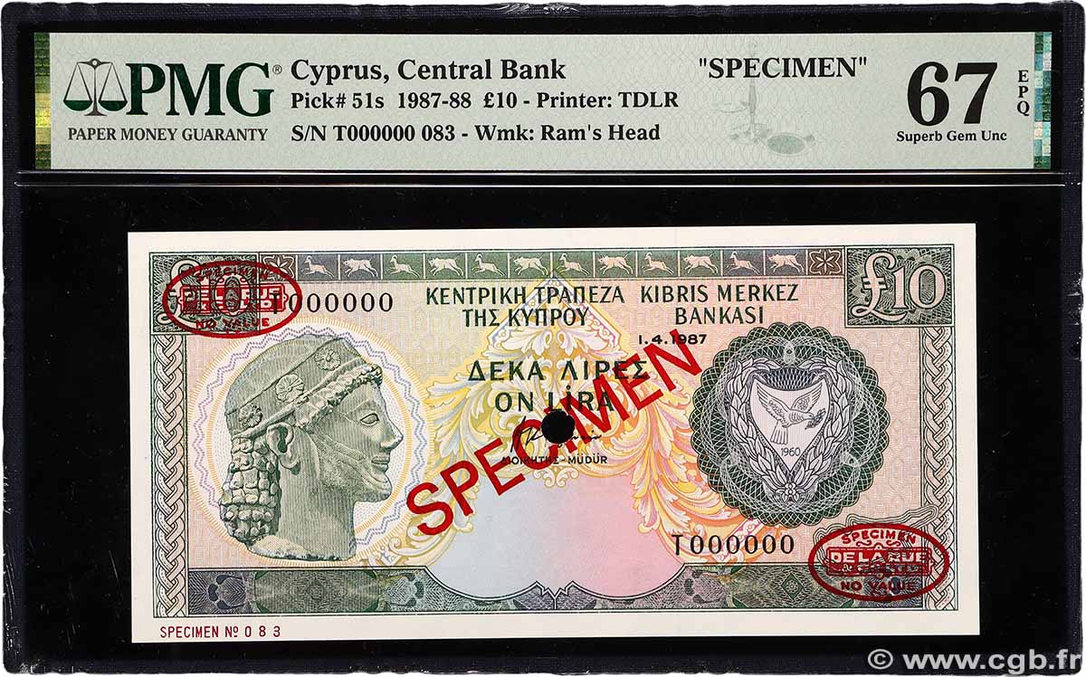 10 Pounds Spécimen CYPRUS 1987 P.51s UNC
