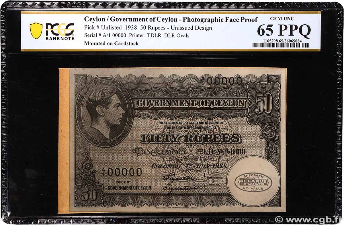 50 Rupees Photo CEYLON 1938 P. ST