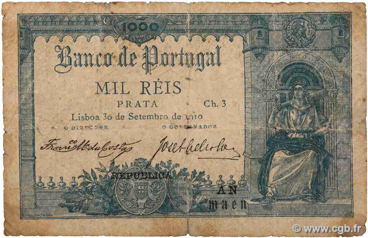 1000 Reis PORTUGAL 1910 P.106 G