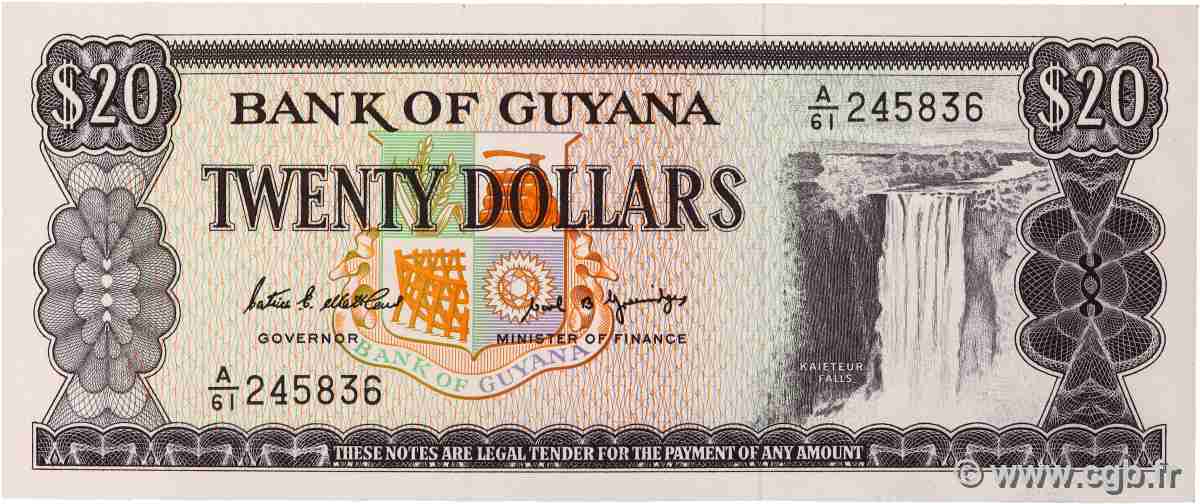 20 Dollars GUIANA 1989 P.24d UNC