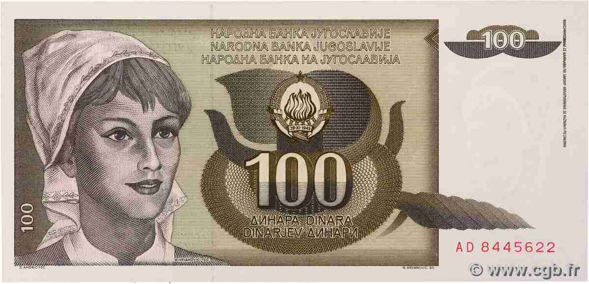 100 Dinara YUGOSLAVIA 1991 P.108 UNC