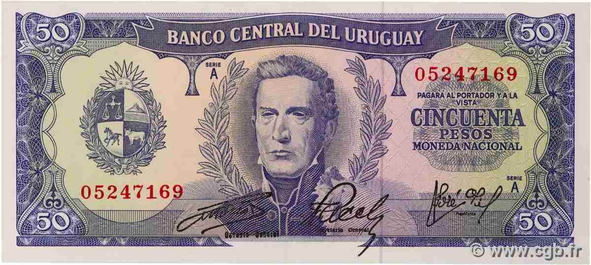 50 Pesos URUGUAY 1967 P.046 UNC-