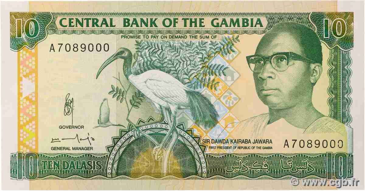 10 Dalasis GAMBIA 1991 P.13b UNC