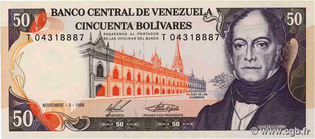 50 Bolivares VENEZUELA 1988 P.065b UNC