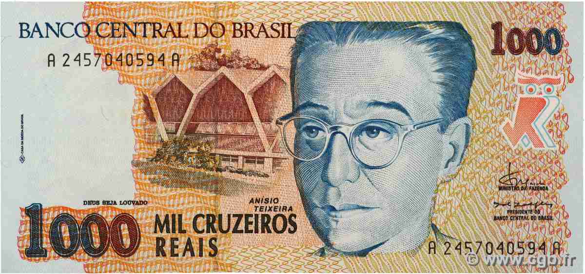 1000 Cruzeiros Reais BRÉSIL 1993 P.240a NEUF