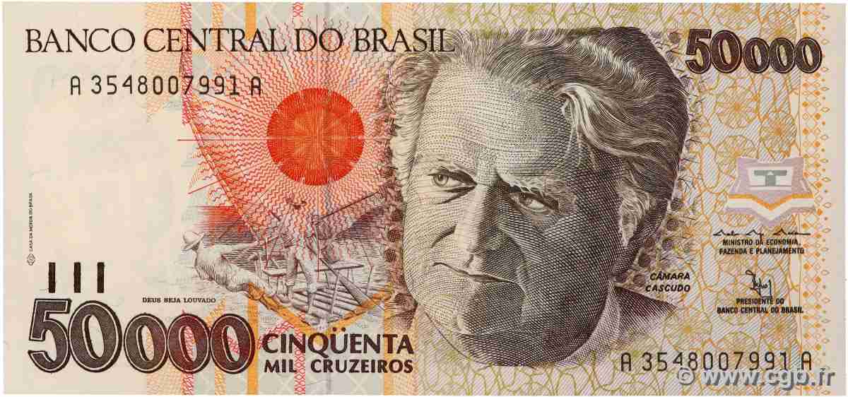 50000 Cruzeiros BRÉSIL 1992 P.234a pr.NEUF