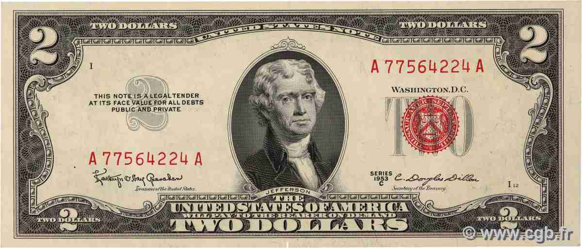 2 Dollars VEREINIGTE STAATEN VON AMERIKA 1953 P.380c fST+