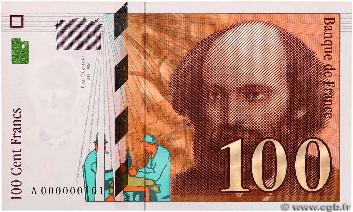 100 Francs CÉZANNE Petit numéro FRANCE 1997 F.74.01A UNC