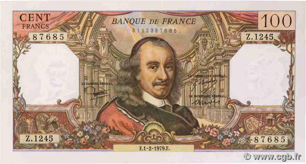 100 Francs CORNEILLE FRANCE 1979 F.65.65 UNC-