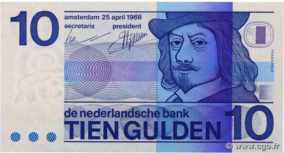 10 Gulden NETHERLANDS 1968 P.091b XF