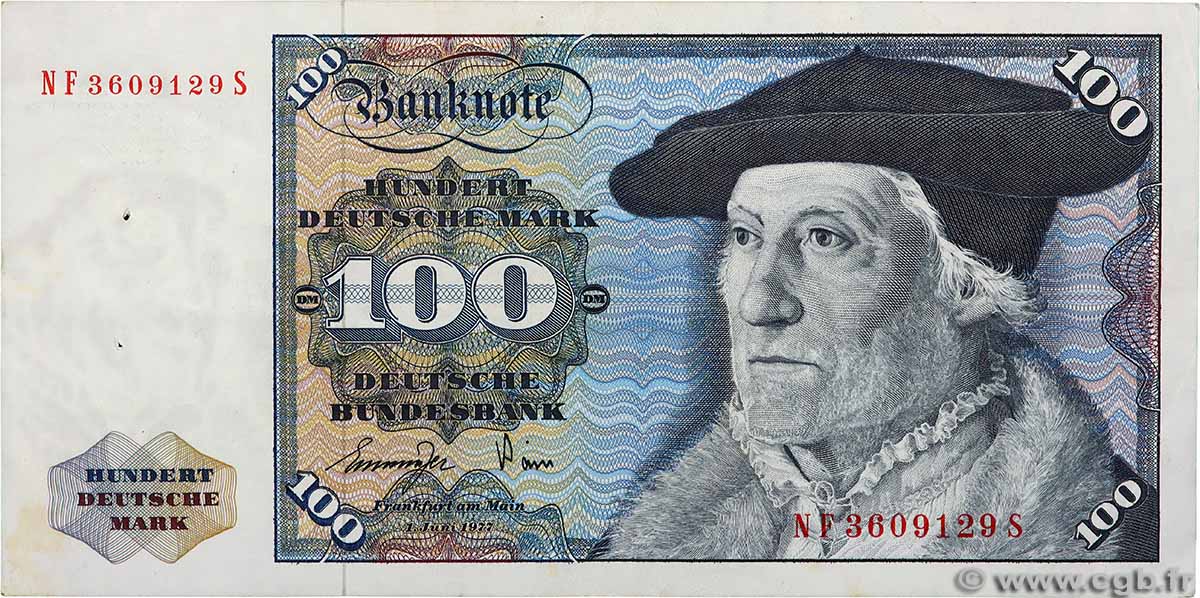100 Deutsche Mark GERMAN FEDERAL REPUBLIC 1977 P.34b SS