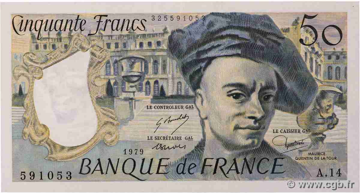 50 Francs QUENTIN DE LA TOUR FRANKREICH 1979 F.67.04 fST