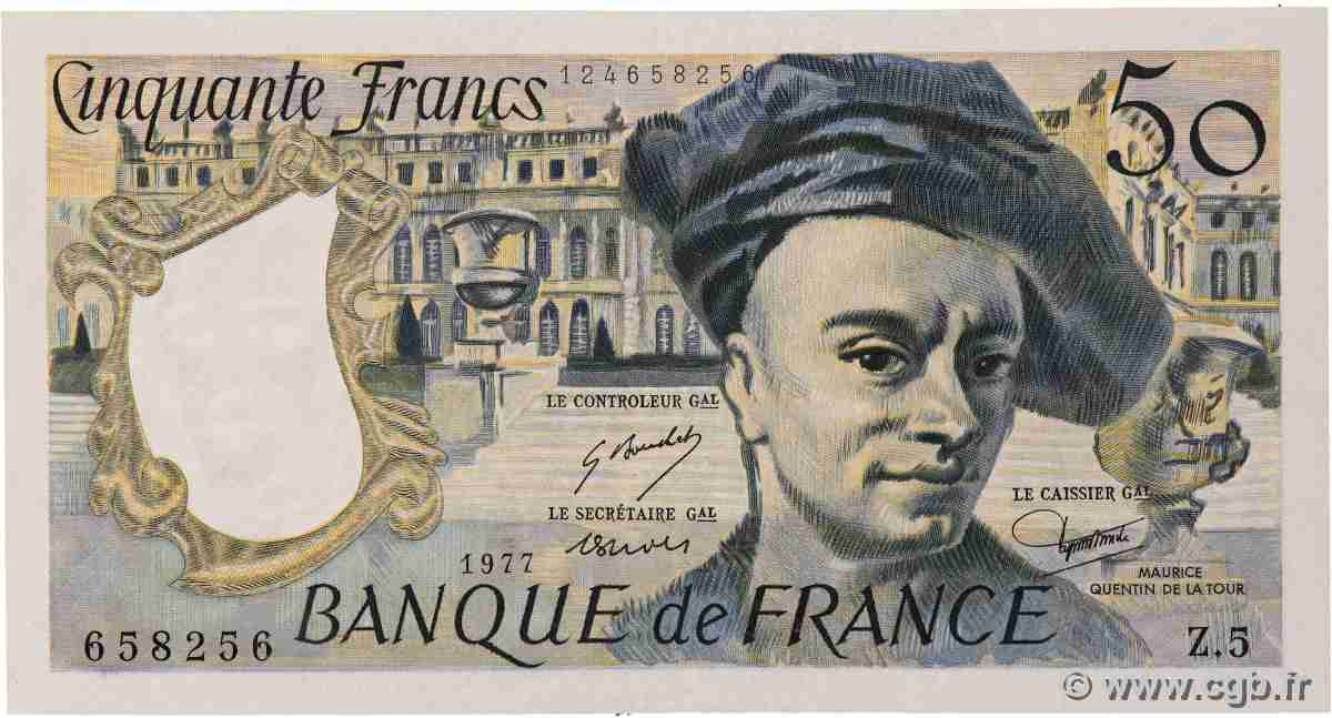 50 Francs QUENTIN DE LA TOUR FRANKREICH 1977 F.67.02 fST