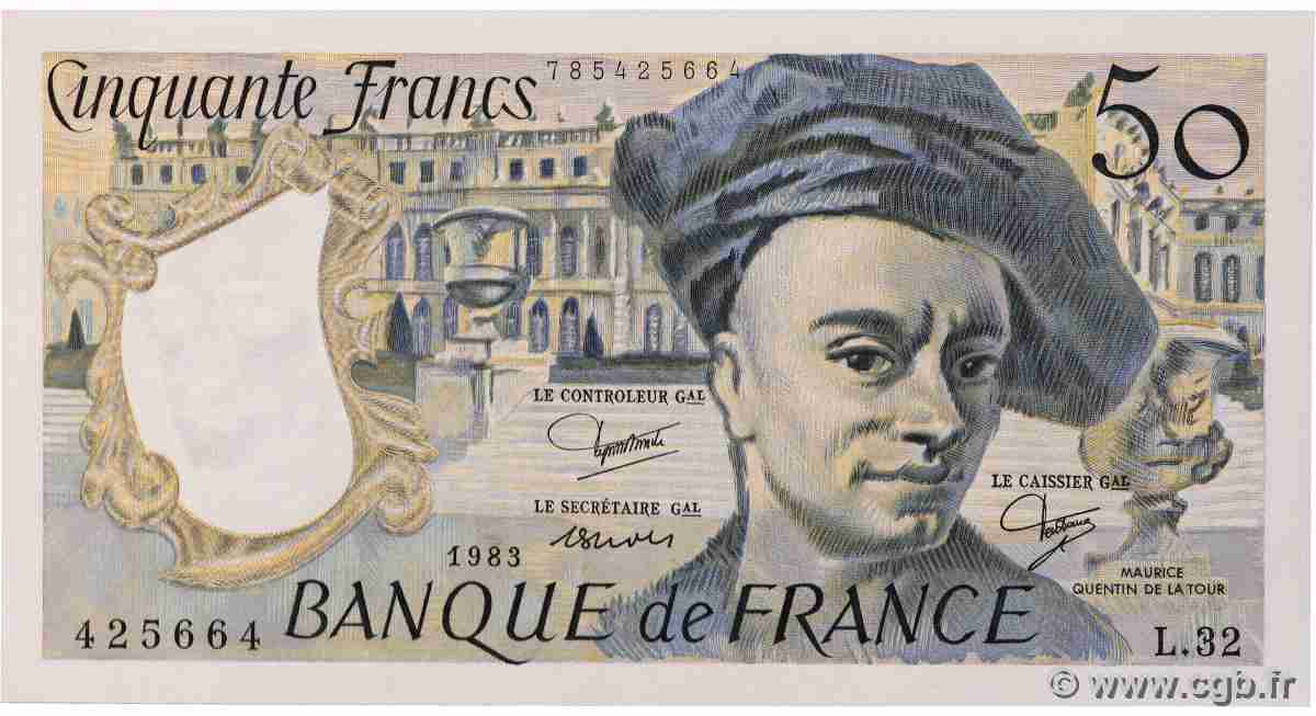 50 Francs QUENTIN DE LA TOUR FRANKREICH 1983 F.67.09 fST+