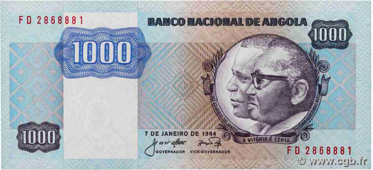 1000 Kwanzas ANGOLA 1984 P.121a ST