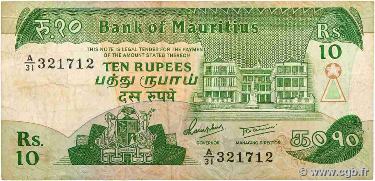 10 Rupees MAURITIUS 1985 P.35a S