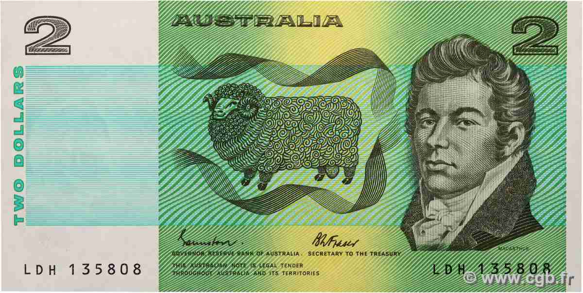2 Dollars AUSTRALIEN 1985 P.43e fST+
