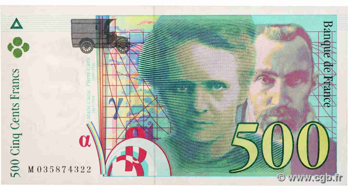 500 Francs PIERRE ET MARIE CURIE Sans STRAP Fauté FRANCE 1995 F.76f4.02 VF