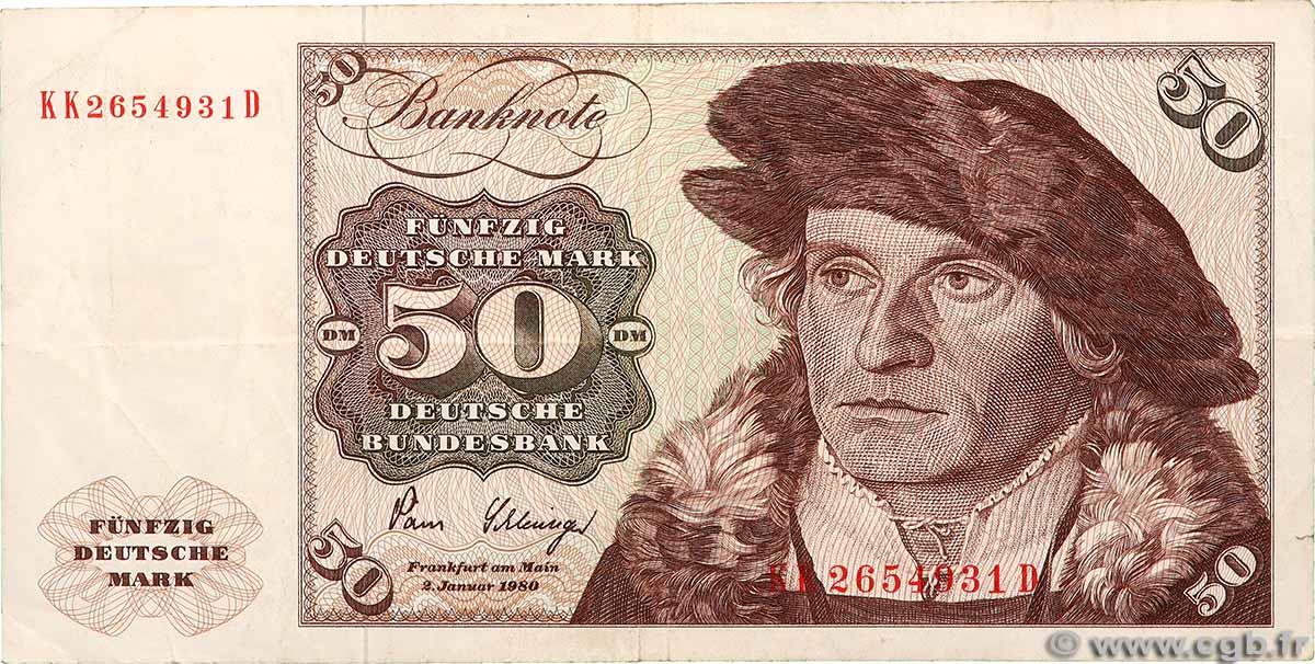 50 Deutsche Mark GERMAN FEDERAL REPUBLIC 1980 P.33d fSS