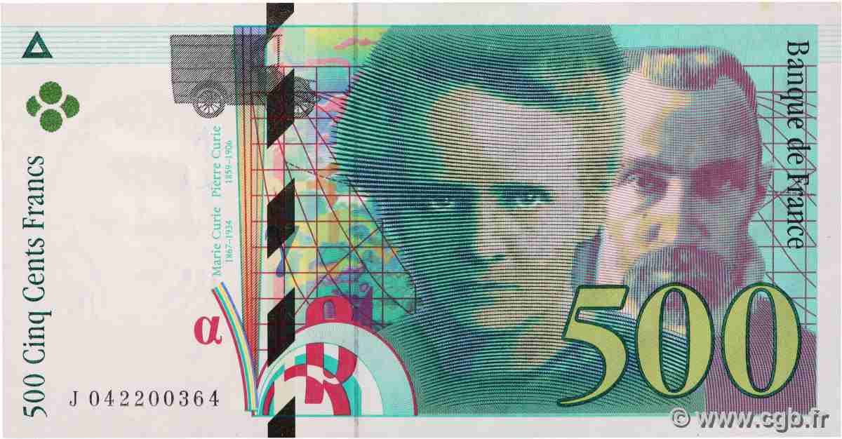 500 Francs PIERRE ET MARIE CURIE FRANCE 1998 F.76.04 UNC-