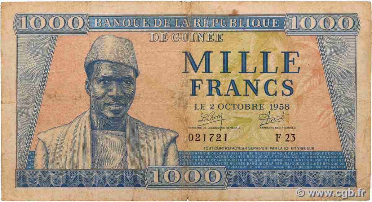 1000 Francs GUINEA 1958 P.09 S