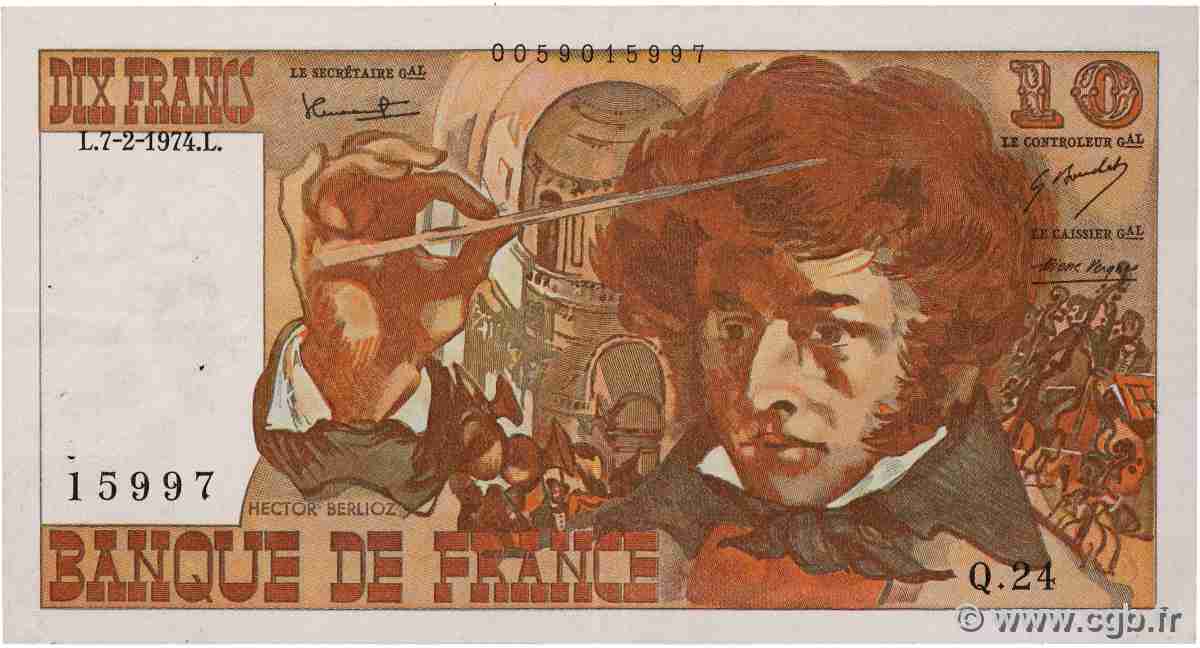 10 Francs BERLIOZ Fauté FRANCE 1974 F.63.03 VF