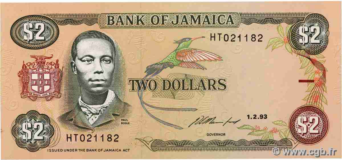 2 Dollars JAMAICA 1993 P.69e UNC