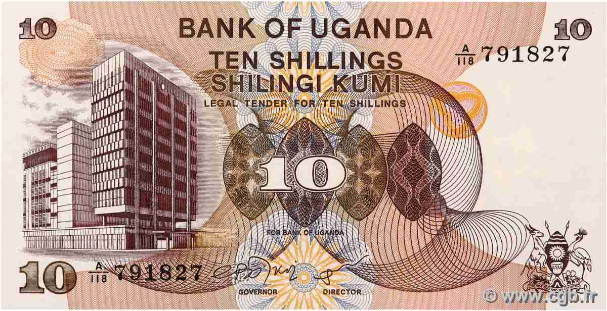 10 Shillings UGANDA 1979 P.11b ST