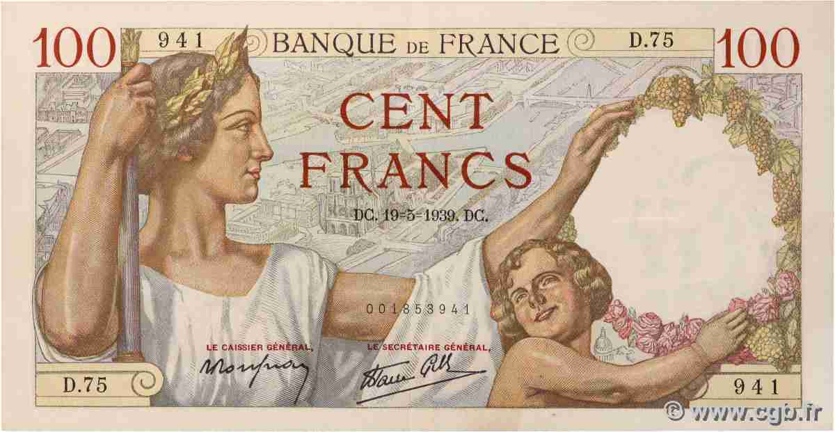 100 Francs SULLY FRANCE 1939 F.26.01 VF+