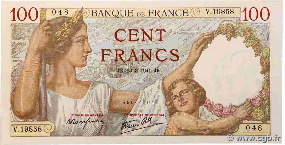 100 Francs SULLY FRANKREICH 1941 F.26.48 ST